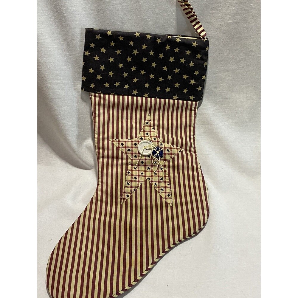 Stocking Christmas Patriotic Americana Flag Stars & Stripes Xmas Decor 18”